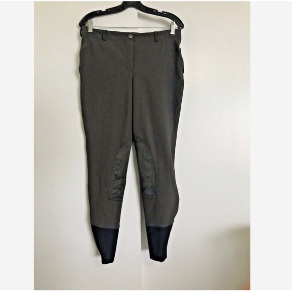 TUFFRIDER Ribbed Breeches NWT 32R Lowrise Pull On Dark Charcoal - Picture 5 of 9